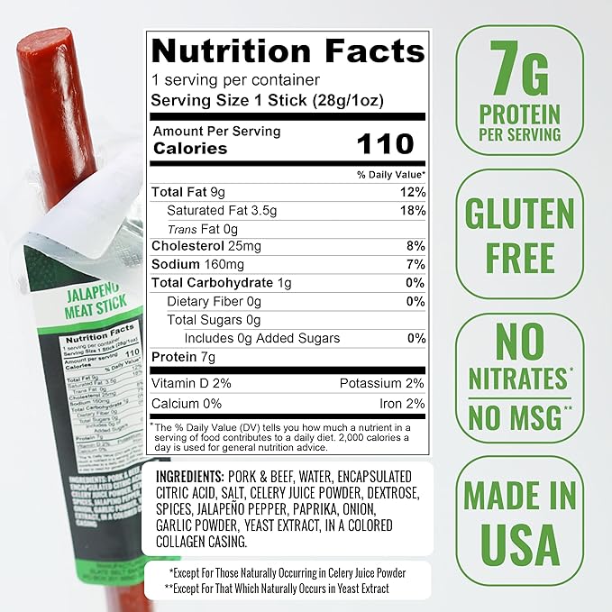 Slate Belt Smokehouse Meat Sticks Individually Wrapped- Meat Sticks Variety Pack Gluten-Free MSG-Free No Nitrates Pork &amp Beef Sticks Sampler Pack Meat Sticks Bulk (30 Pack)
