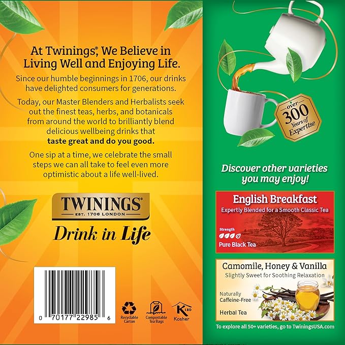 Twinings Irish Breakfast Black Tea Individually Wrapped Bags 100 Count (Pack of 1) Flavourful Bold and Robust Caffeinated Enjoy Hot or Iced 100 Teabags