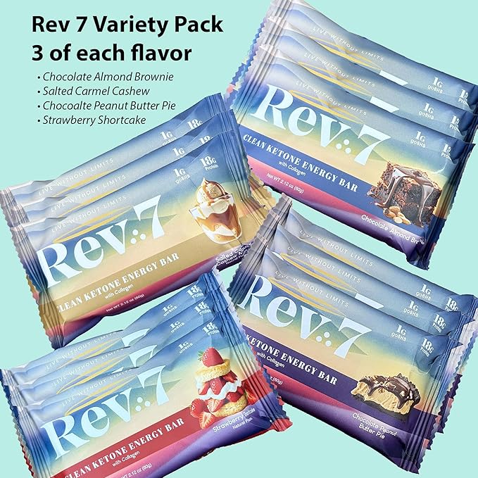 REV7 Ketone Energy Bars Pack of 12 - Variety