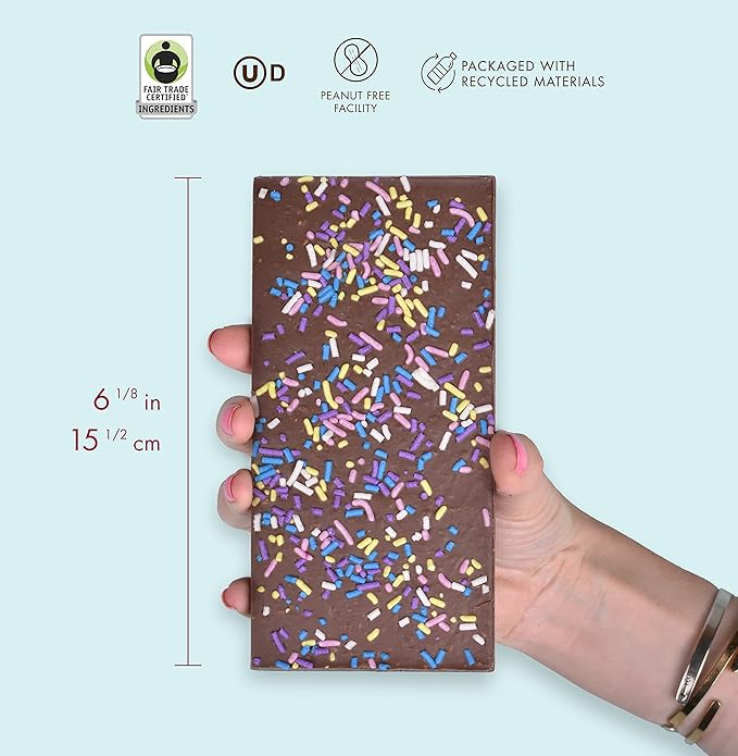 Chuao Chocolatier Sprinkle Dreams Milk Chocolate Bars | Gourmet No Preservatives | For Gift Baskets Christmas Birthday Thank You Care Package | 12 Pack