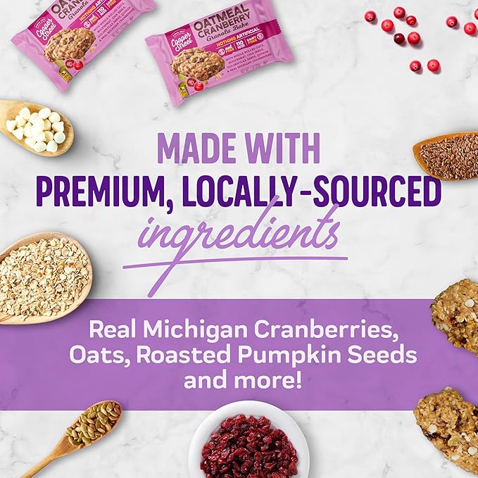 Cooper Street Granola Cookie Bake - Oatmeal Cranberry Chewy Granola Bars | Individually Wrapped Healthy Breakfast Granola Bars | 6 oz | 6 Pack