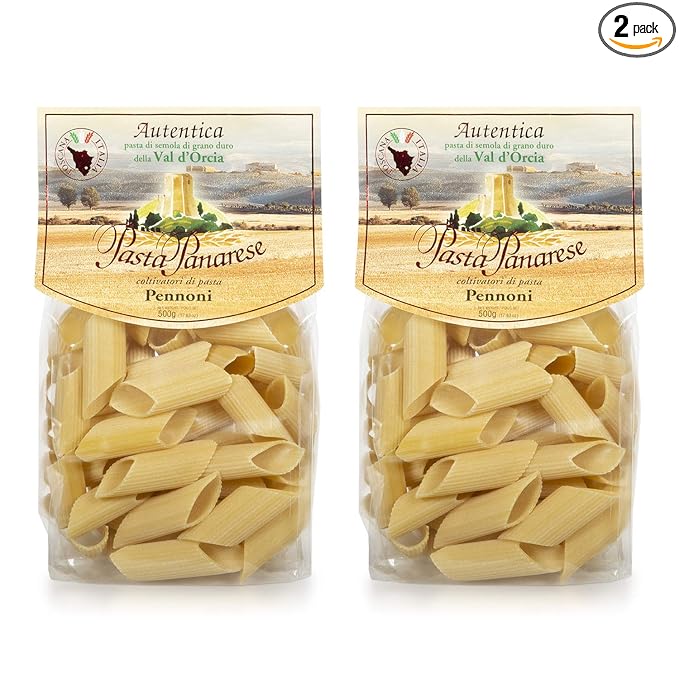 Pasta Panarese Pennoni Pasta - Wheat Large Penne Pasta Made in Italy 500g / 17.63oz (2 pack)
