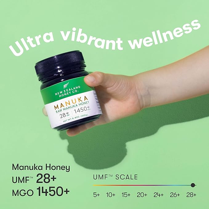 New Zealand Honey Co. Raw Manuka Honey UMF 28+ | MGO 1450+ 8.8 oz &amp UMF 26+ / MGO 1282+ 8.8oz