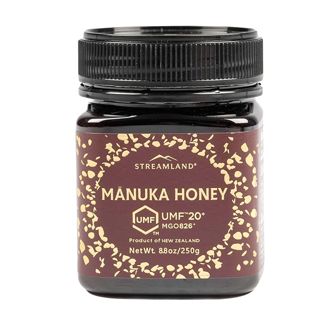 Streamland Manuka Honey Pure New Zealand Honey Certified UMF Natural Sweetener Premium Quality (UMF 20+ MGO 826+ 8.8 oz)