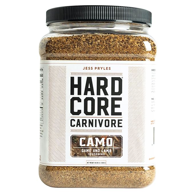 Hardcore Carnivore Camo: Wild Game and Lamb Seasoning (48 oz Mega Pack) Bold Texas-Made Spice Blend for Venison Elk Duck Lamb and More