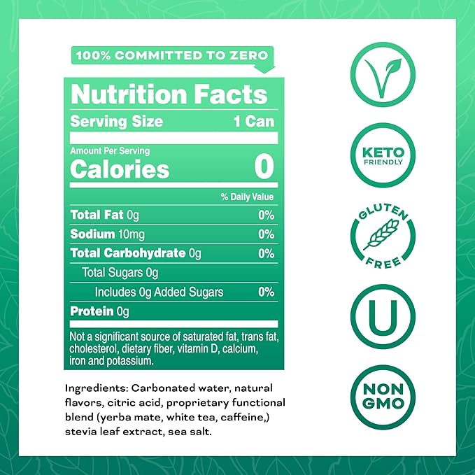 Yerbaé Energy Beverage Watermelon Strawberry 120mg Caffeine. No Sugar/Calories/Carbs Energized by Yerba Mate Plant-Based Healthy Alternative to Sugary Drinks Pack of 12 12oz cans