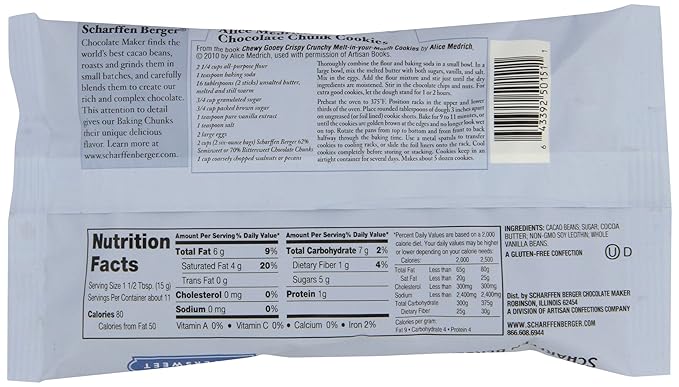 SCHARFEEN BERGER Baking Chocolate Chunks Bittersweet 6 Ounce (Pack of 5)