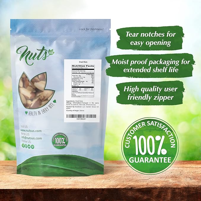 NUTS U.S. – Brazil Nuts | Shelled Whole Kernels | Raw and Unsalted | Non-GMO and Steam Pasteurized | Packed In Resealable Bags!!! (4 LBS)