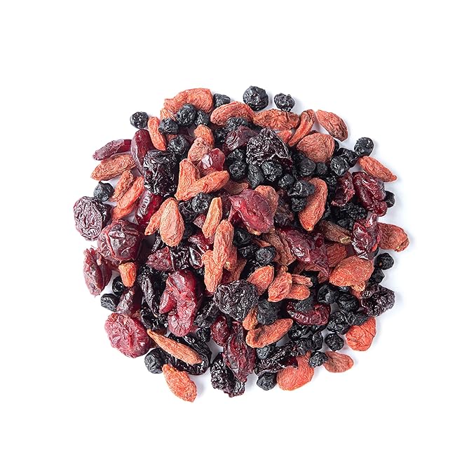 Food to Live - Organic Yummy Berries Mix 5 Pounds - A Blend of Non-GMO Dried Cranberries Blueberries Cherries Goji Berries Vegan Unsulfured Bulk
