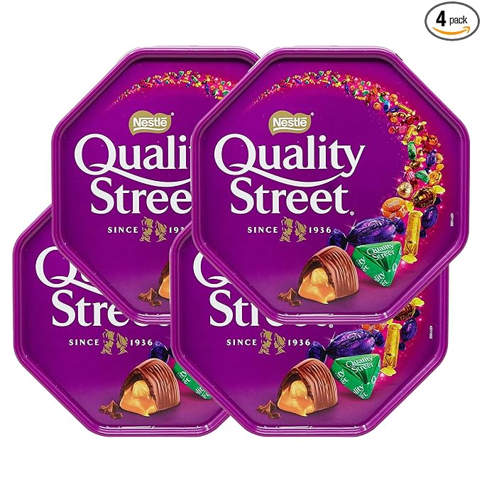 Nestle Quality Street Assorted Chocolate Gift Tin 2lb - Ideal for Christmas Holiday Parties &amp Family Gatherings - Decorative Tin 8x3x8 in - Perfect for Sharing &amp Enjoying with Loved Ones - Fe