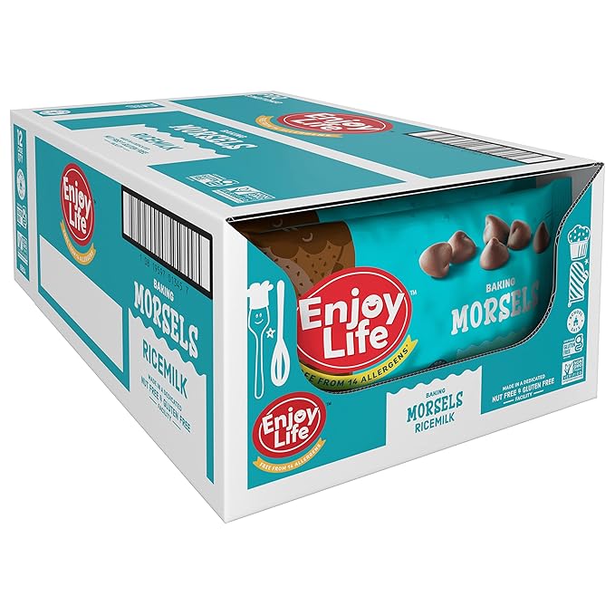 Enjoy Life Ricemilk Baking Morsels Milk Chocolate Flavor Gluten Free School Safe Non GMO Dairy Free Soy Free Vegan Nut Free Chocolate 12 Bags (9 oz) Bulk Chocolate
