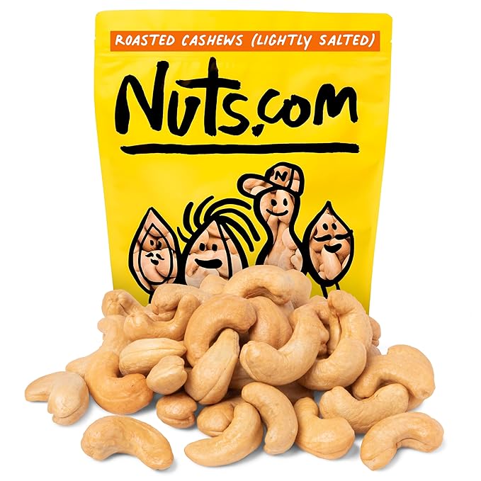 Nuts.com – Roasted Cashews (Lightly Salted) — Creamy &amp Savory Flavor Healthy Snack for Adults &amp Kids Good Source of Protein Fiber Calcium Iron &amp Healthy Fats – Vegan &amp Gluten-Free