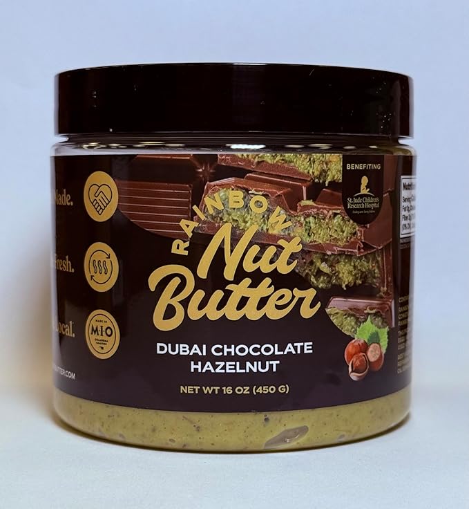 Rainbow Nut Butter Hazelnut Chocolate Dubai 40% Pistachio Nut Butter Cream Kadayif Kataifi 16 Oz.