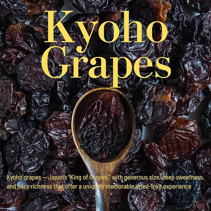 Premium Japanese Dried Giant Grapes (Kyoho) - Authentic Soft Texture &amp Intense Flavor - Exquisite Jumbo Raisins for Wine &amp Charcuterie Board - No Sugar Added Vegan (8.8oz)
