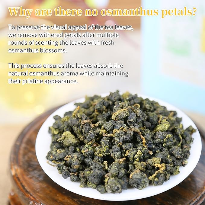 Yuexi Osmanthus Oolong Tea Loose Leaf Premium Taiwan Oolong Tea Taiwan Tea Natural Osmanthus Fragrance Sweet Taste 150g/5.29oz Taiwan Gao Shan Ulong Tea 桂花乌龙茶 台湾茶 桂花烏龍茶 台灣烏龍茶