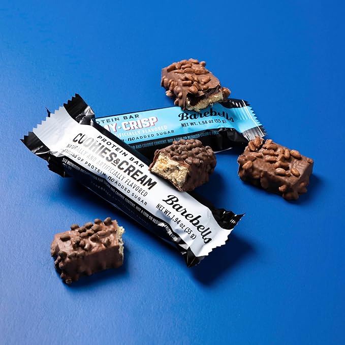 Barebells Cookies &amp Cream Creamy Crisp Bundle - 24 Count 20g High Protein Treats - Chocolate Nutrition Bar with 1g Total Sugars - On-The-Go Breakfast or Post-Workout