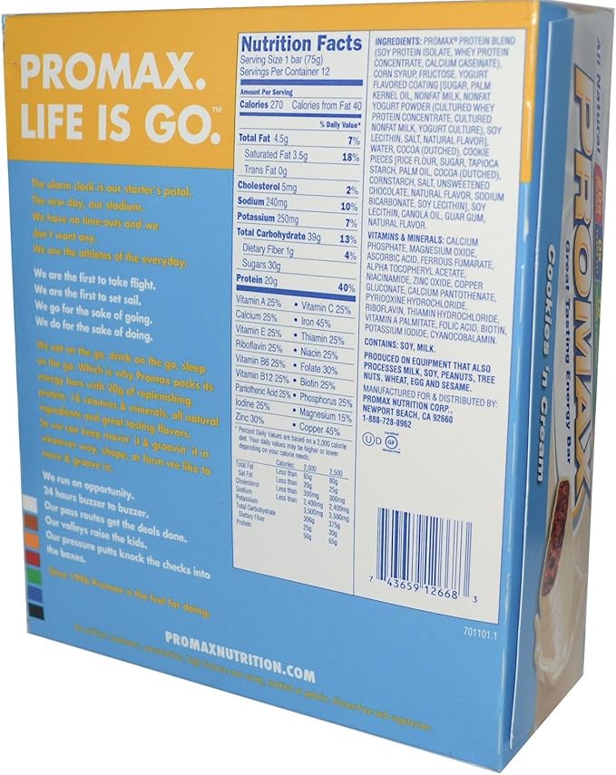 Promax Energy Bar - Cookies n Cream - 12 Bars