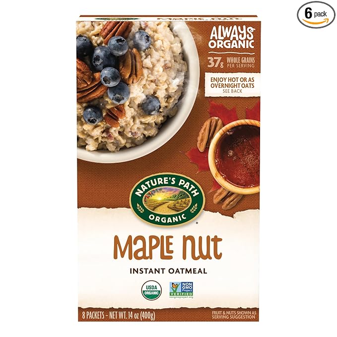 Nature's Path Organic Maple Nut Instant Oatmeal 14 oz (Pack of 6) Non-GMO