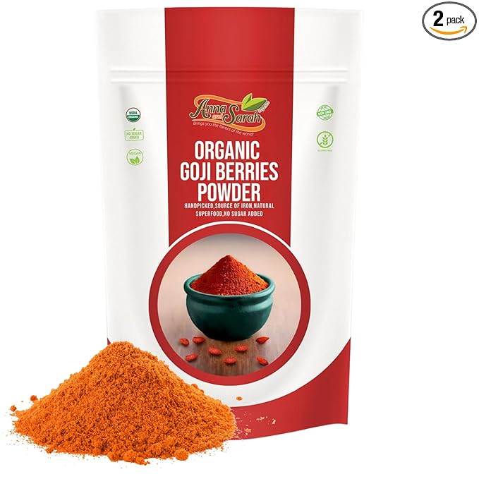Organic Goji Powder16 Oz Pack of 2 100% Raw Pure Non-GMO Gluten-Free Superfruit Antioxidant &amp Nutrient Rich Perfect for Smoothies Baking &amp More Goji Berries Powder in Resealable Bag