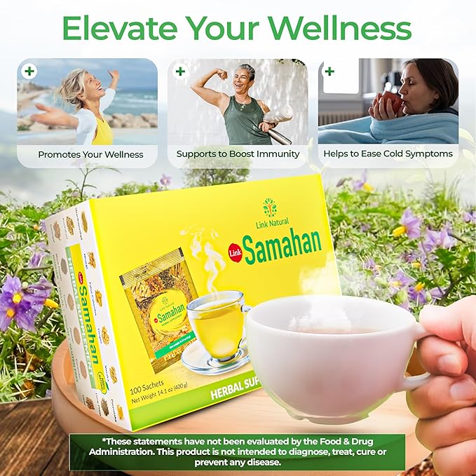 SAMAHAN Ayurvedic Herbal Tea Packets - Sri Lankan Ceylon Blend with 14 Natural Herbs Including Ginger Black Pepper &amp More Herbal Tea Bags for Wellness Relaxation &amp Daily Comfort - 100 Count