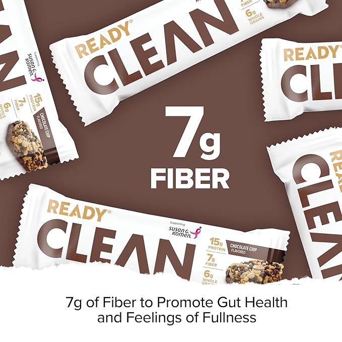 Ready® Protein Bars - High-Protein Snack with 15g Whey Protein All-Natural Ingredients Supports Lean Muscle and Recovery - Chocolate Chip (15 Pack)