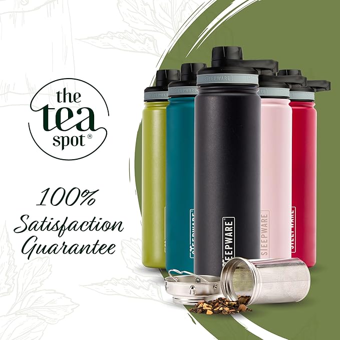 The Tea Spot Steepware Tea Tumbler and Thermos 22oz Tea Bottle with tea infuser for loose leaf tea or iced coffee Sleek Double Wall Tumbler &amp Insulated Travel Bottle - Rose