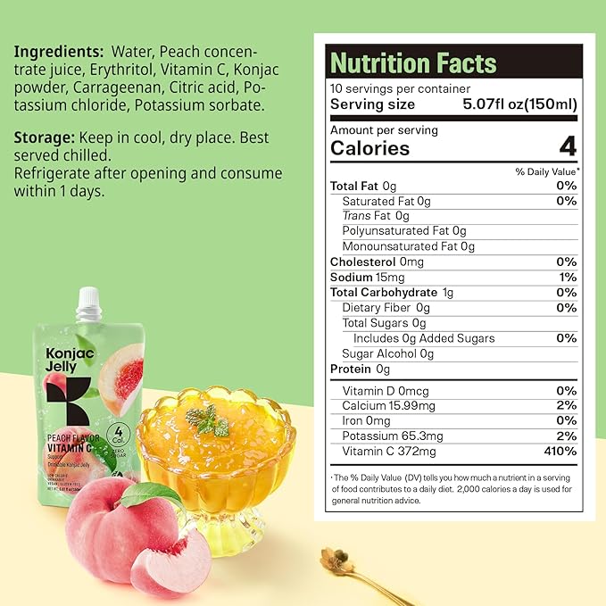 Hethstia High Protein Chicken Ramen 6-Pack and Konjac Jelly – Peach Flavor Drinkable Snack 10-Pack Squeeze Pouches