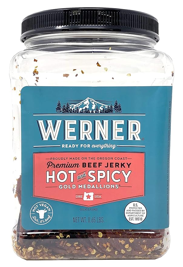 Werner Gold Medallions 80 Count Beef Jerky - 11.8 Oz - Protein Snack (Hot)