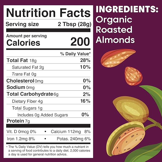 Wilderness Poets Roasted Almond Butter - Organic Smooth Creamy No Salt Unsweetened Nut Butter - Bulk Size (7 Pound - 1 Gallon)