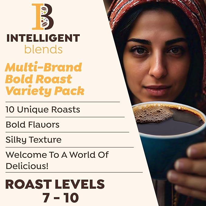 Intelligent Blends Dark Roast Coffee Pods Variety Pack 50 ct Single Serve Pods – 100% Arabica Coffee Compatible with Keurig K Cups Maker