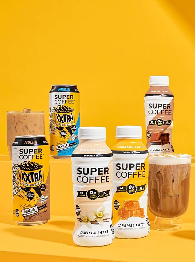 Super Coffee XXTRA Keto Protein Coffee (0g Added Sugar 7g Protein 130 Calories) [Mocha] 15 Fl Oz 12 Pack | Iced Smart Coffee Drinks - SoyFree GlutenFree