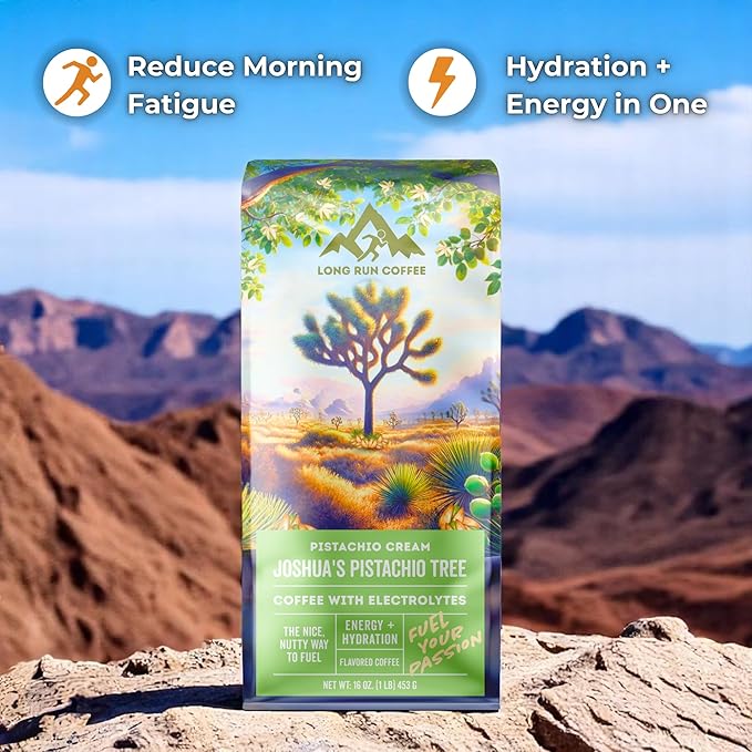 Long Run Coffee – Hydrating Coffee with Electrolytes – All Natural Energy + Hydration + Recovery for Athletes – Stomach Friendly Electrolyte Coffee for Runners (5 lb Pistachio Cream)