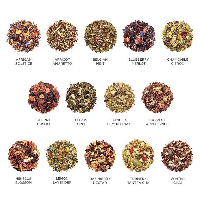 Tea Forte Single Steeps Loose Leaf Tea Sampler Tea Chest Assorted Variety Tea Box 28 Single Serve Pouches Herbal Tea