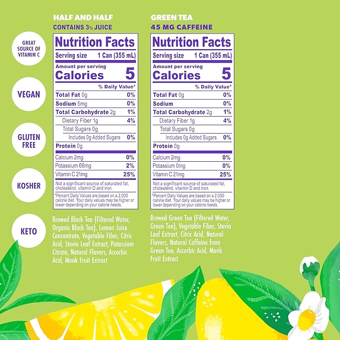 Swoon Iced Tea Variety Pack - Low Carb Paleo-Friendly Gluten-Free Keto Drink - Half + Half IcedTea Lemonade Peach Iced Tea and Lemon Tea - 12 fl oz (Pack of 12)
