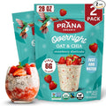 Prana Organic Overnight Chia with Oats Strawberry Shortcake | 28 oz Bags - 2 Pack | Rich in Fiber &amp Protein Vegan Non-GMO | Ready to Eat Breakfast