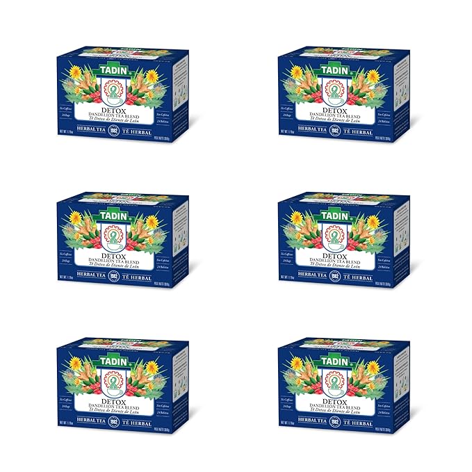Tadin Detox Tea with Dandelion Root Herbal Tea Caffeine Free Best Enjoyed Hot 24 Tea Bags Per Box Pack of 1