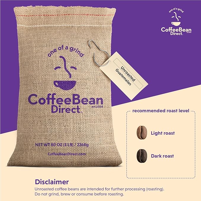 Coffee Bean Direct Unroasted Guatemalan 5 Pound (Pack of 1)