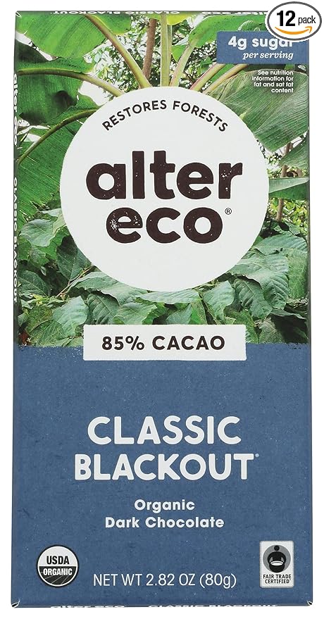 ALTER ECO CHOCOLATE BAR DARK BLACKKOUT 85% 2.82OZ 12PACK