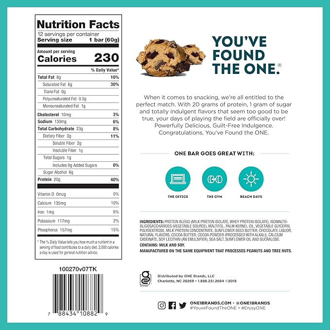 ONE Protein Bars Chocolate Chip Cookie Dough Gluten Free Protein Bars with 20g Protein &amp Protein Bars Birthday Cake Gluten Free Protein Bars with 20g Protein and only 1g Sugar