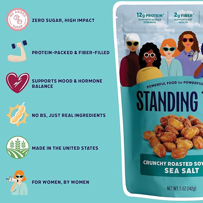 Standing Tall Roasted Soybean – Sea Salt – 12g protein 2g fiber 0g sugar Plant-Based Vegan Snack Gluten-Free Non-GMO 3 Count Variety Pack 5oz Each (Sea Salt)