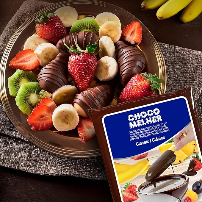CHOCOMELHER Clasico - 12 Pack Milk Chocolate Flavored Coating for Chocobananos - Best to Cover Frozen Bananas &amp Strawberries - Traditional Snack - 12 of 13.22 oz Bags.