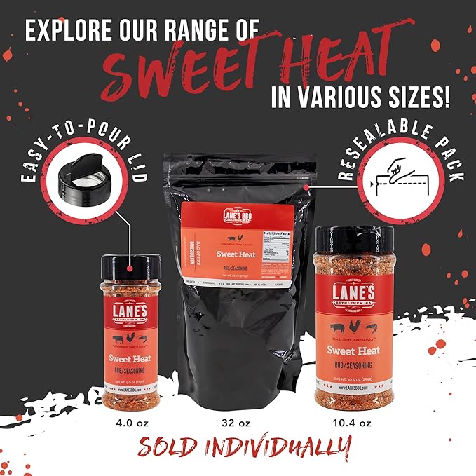 Lane's Sweet Heat Rub Seasoning All-Natural BBQ Brisket Rub Goes Well with Butt Rub Seasoning No MSG Brisket Seasoning &amp Made in USA 2 Lbs