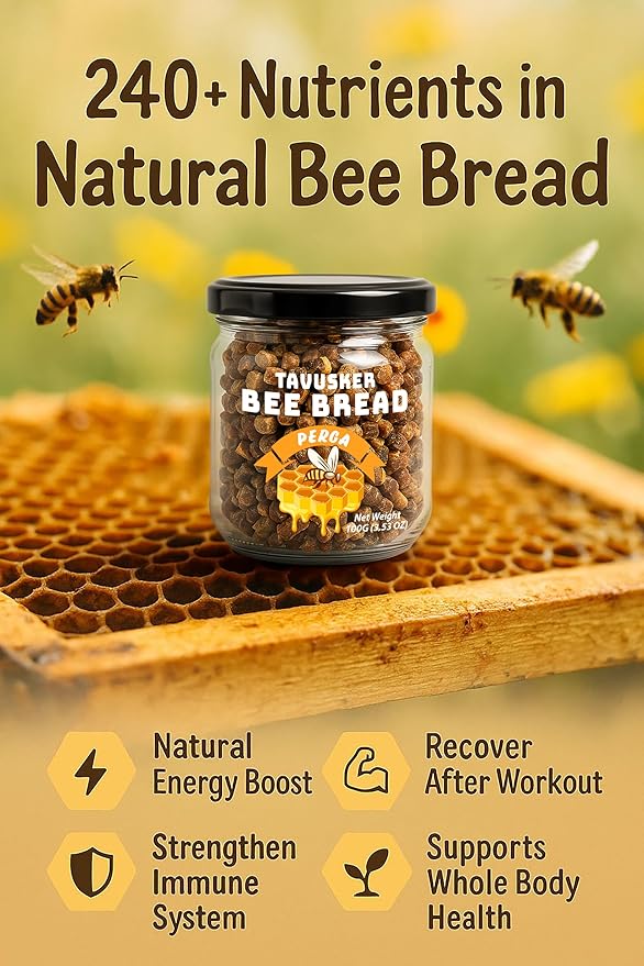 Tavusker Bee Bread 2026 Harvest Fresh Perga Naturally Fermented Bee Pollen Gluten Free 3.53 OZ (100G)