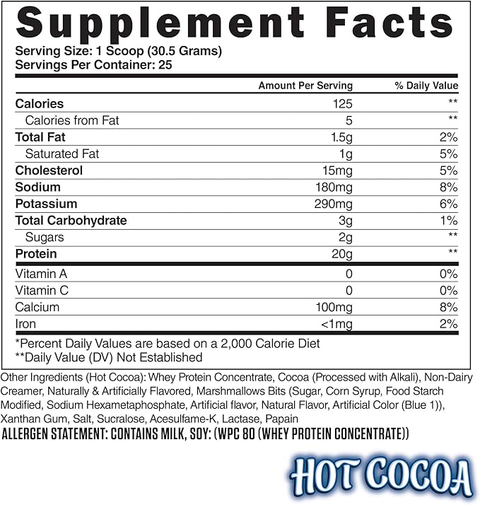 Steel Supplements Whey-Pro | 100% Pure Whey Protein Powder for Men and Women | Hot Cocoa | Muscle Gain &amp Lean Muscle Recovery | Gluten Free | 1.69 lbs | BCAA 5g | Non-GMO | 25 Servings