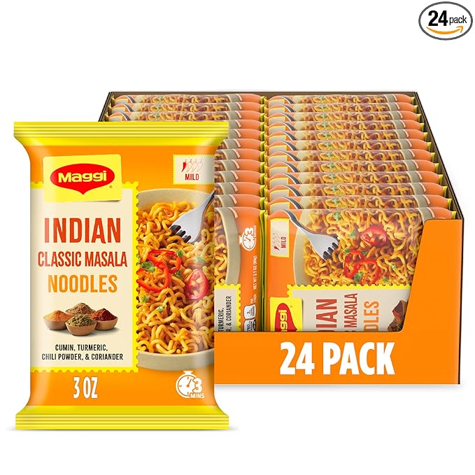 Maggi Indian Classic Masala Noodles Instant Noodles 3 Min Indian Noodles Mildly Spicy 24Pk
