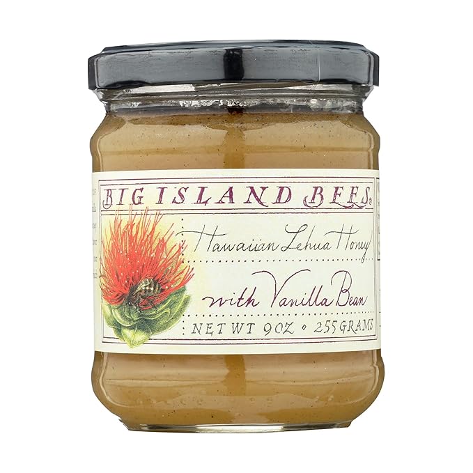 Raw Hawaiian Honey Single Floral Variety by Big Island Bees (Ohia Lehua with Vanilla 9 oz)