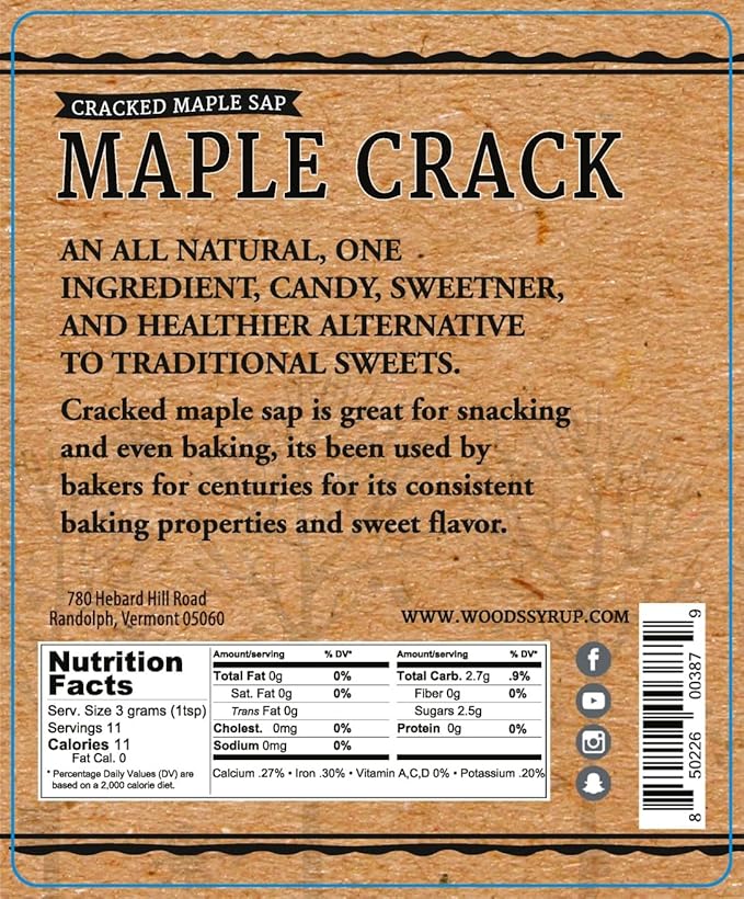 Wood’s Maple Crack – 100% Pure Vermont Maple Sugar Topping – All-Natural Crunchy Sweetener – Healthy Sugar Alternative – Single Ingredient – Perfect for Oatmeal Yogurt Desserts &amp More – 6 oz