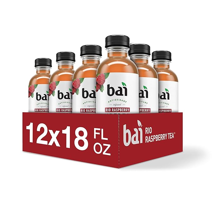 Bai Iced Tea Rio Raspberry Antioxidant Infused Supertea Crafted with Real Tea (Black Tea White Tea) 18 Fl Oz (Pack of 12)
