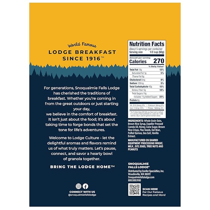 Snoqualmie Falls Lodge Honey Oat &amp Blueberry Granola Variety Pack Made with Real Honey Whole Grain Oats &amp Ancient Grains (11 Oz 2 Ct.) (Variety Pack)