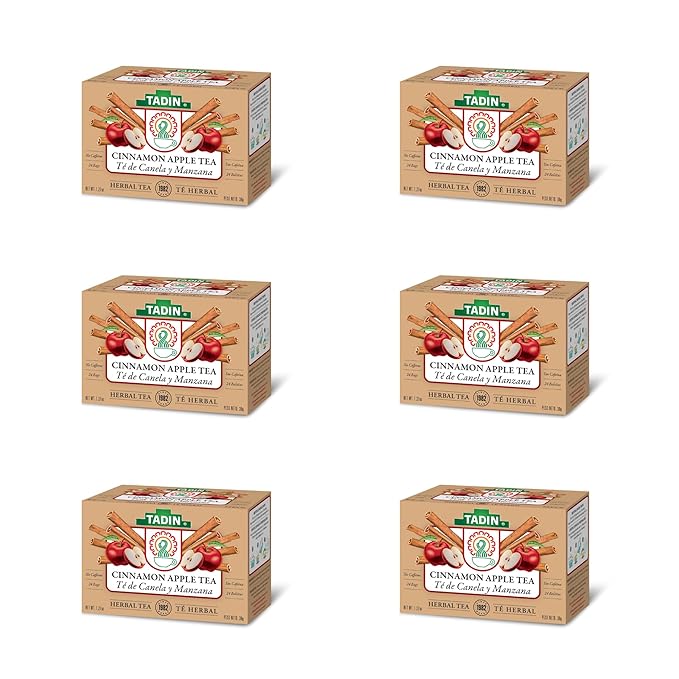 Tadin Cinnamon Apple Herbal Tea Caffeine Free Decaf 24 Tea Bags Pack of 6